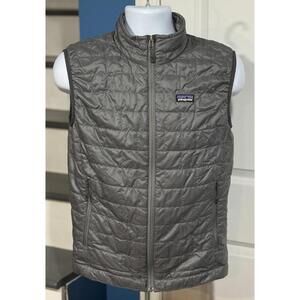 Men's Small Patagonia Nano Puff Insulated Vest Full Zip Forge Grey Gray Jacket!